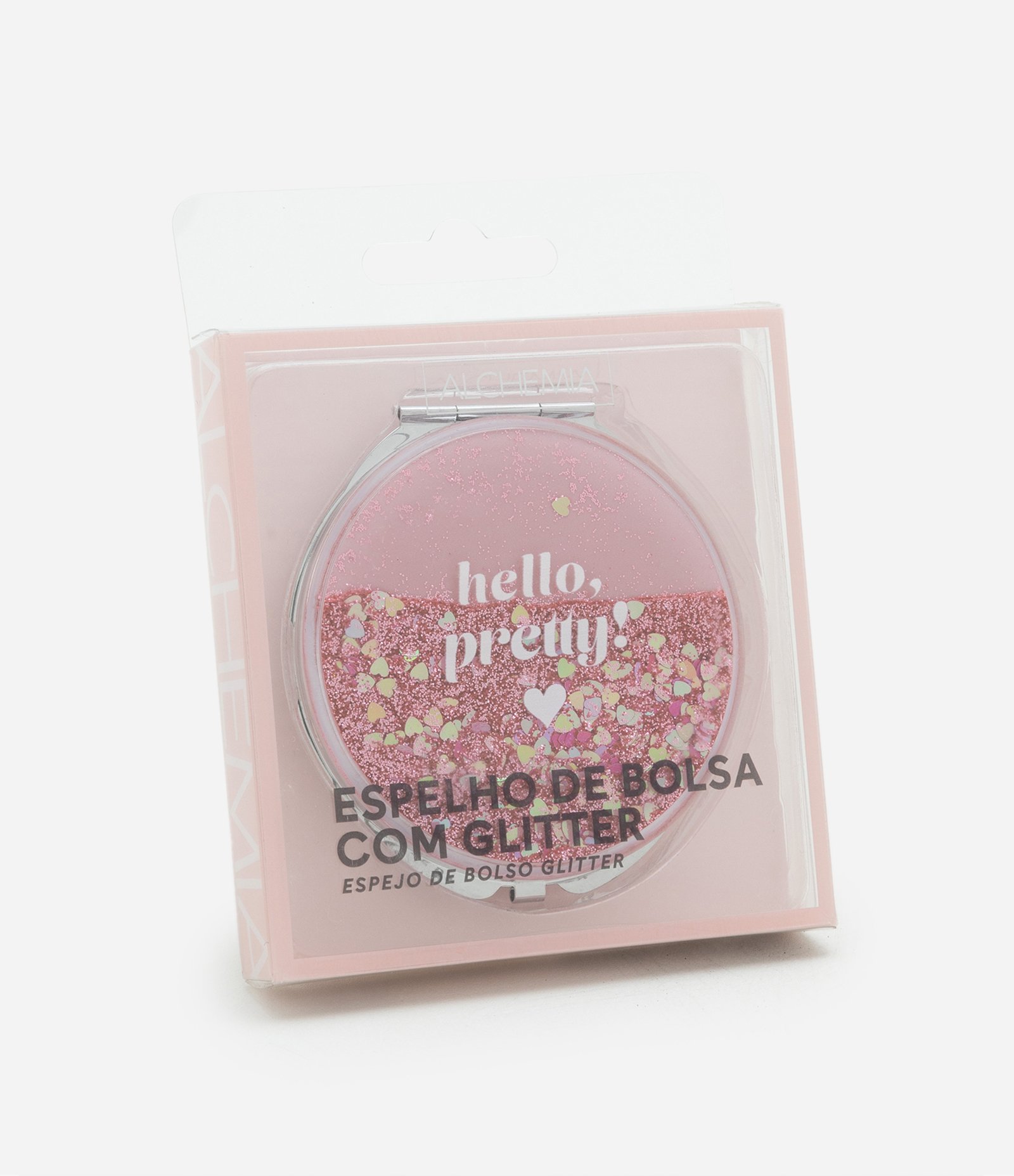 Espelho Portátil Redondo com Glitter Alchemia Vermelho 4