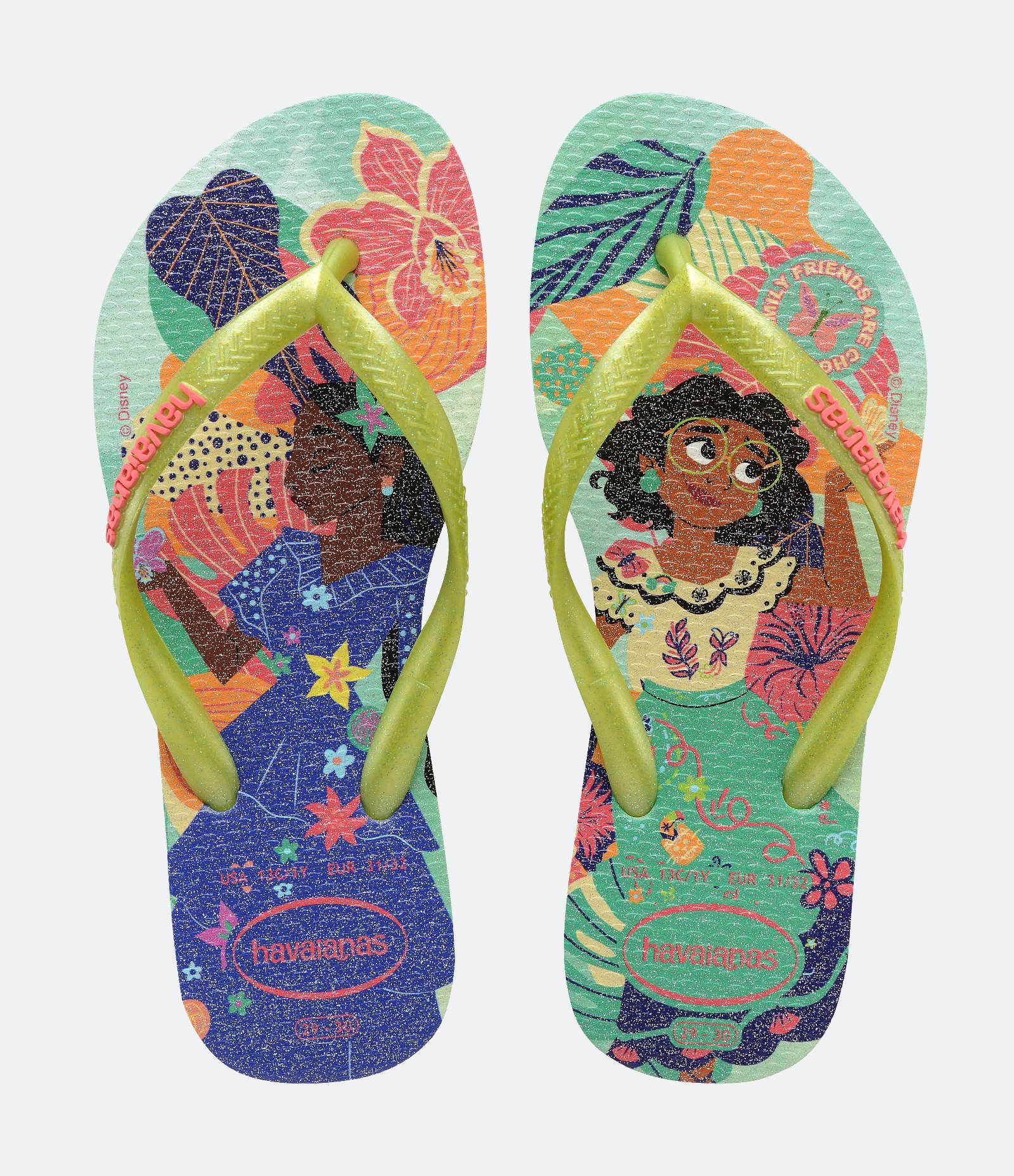 Chinelo Slim Infantil com Estampa de Princesas Havaianas - Tam 23 ao 36 Verde 1