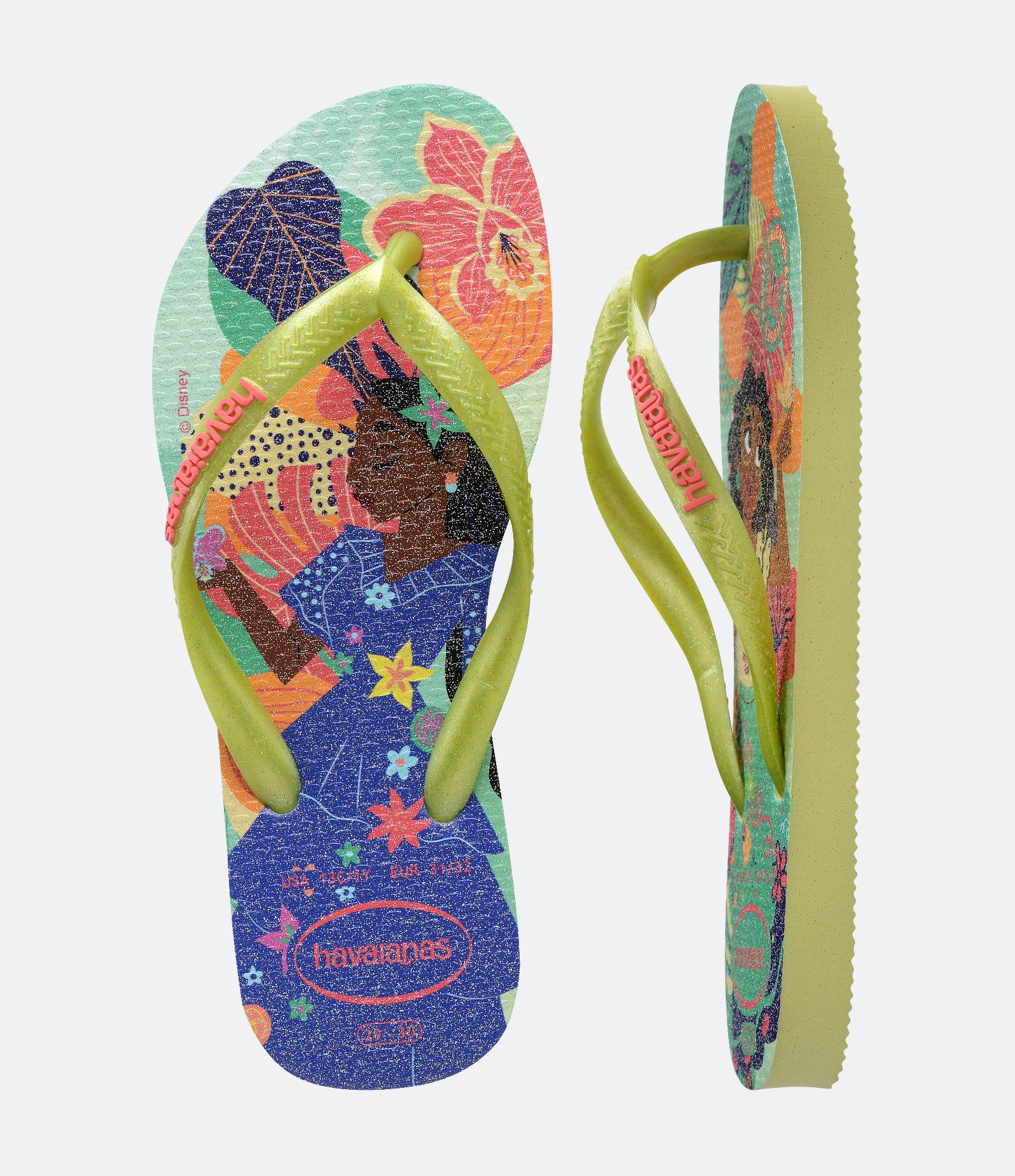 Chinelo Slim Infantil com Estampa de Princesas Havaianas - Tam 23 ao 36 Verde 4