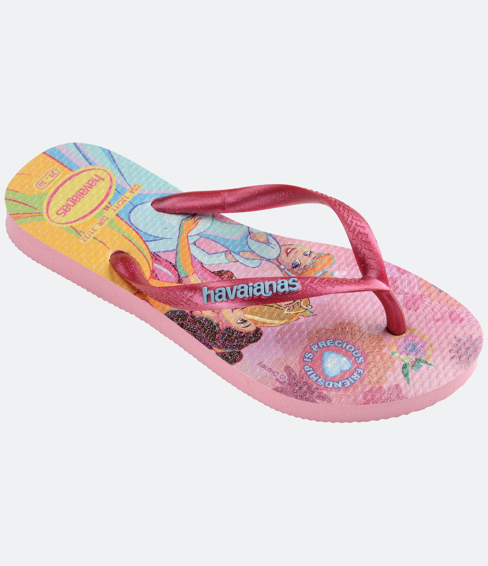 Chinelo Slim Infantil com Estampa de Princesas Havaianas - Tam 23 ao 36 Rosa 2