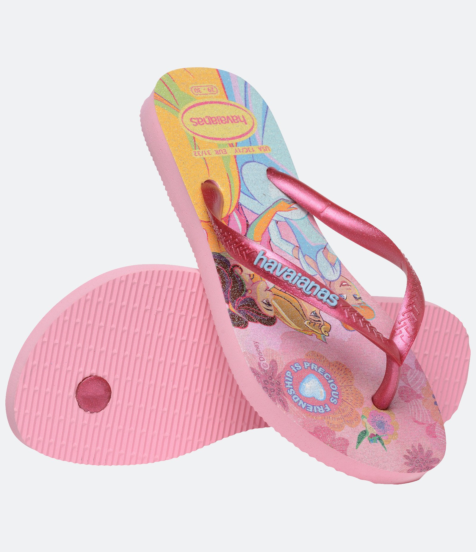 Chinelo Slim Infantil com Estampa de Princesas Havaianas - Tam 23 ao 36 Rosa 3