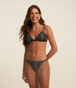 Biquíni Calcinha String em Jacquard Floral