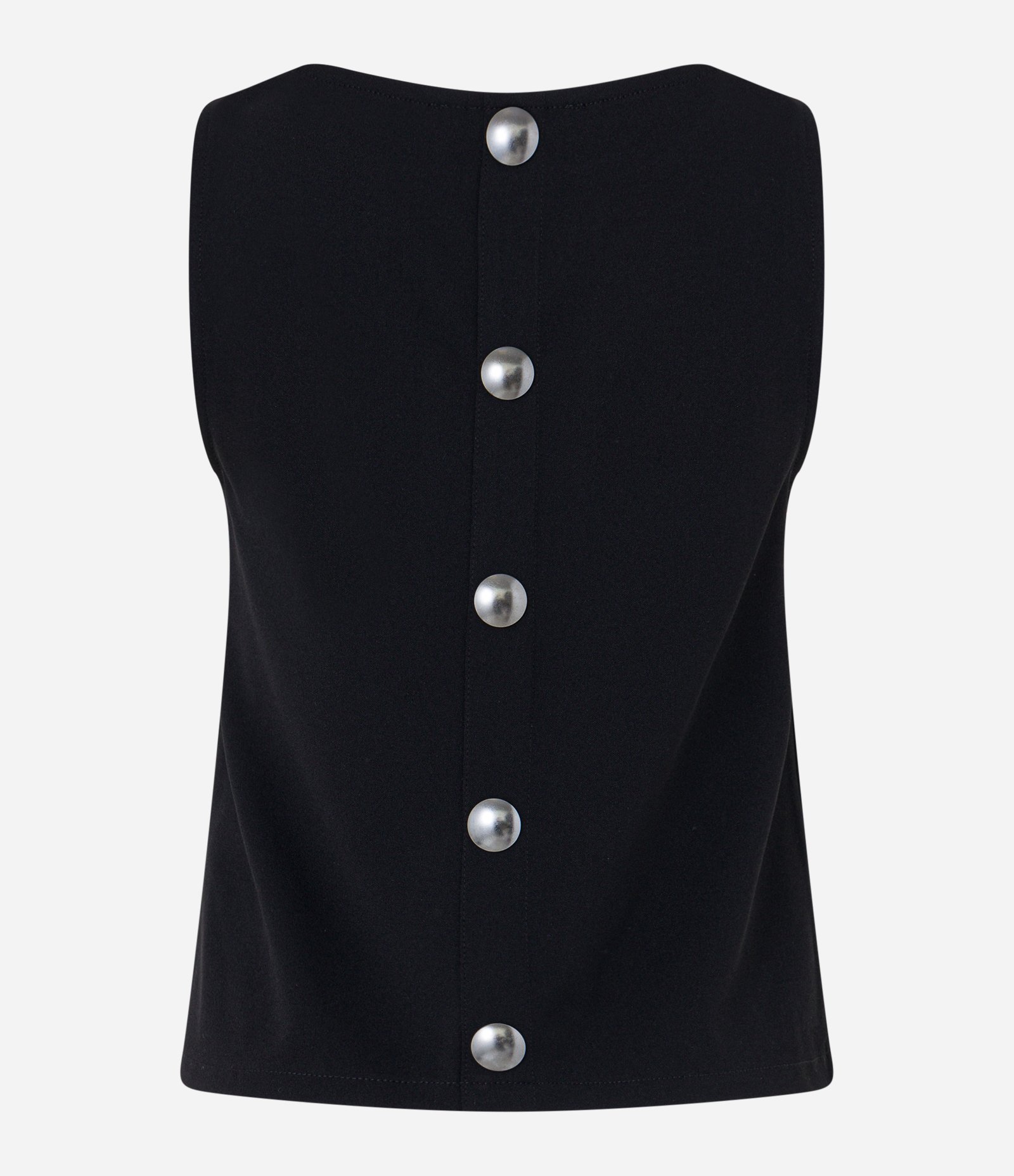 Blusa Sem Manga em Crepe com Abotoamento Preto 6