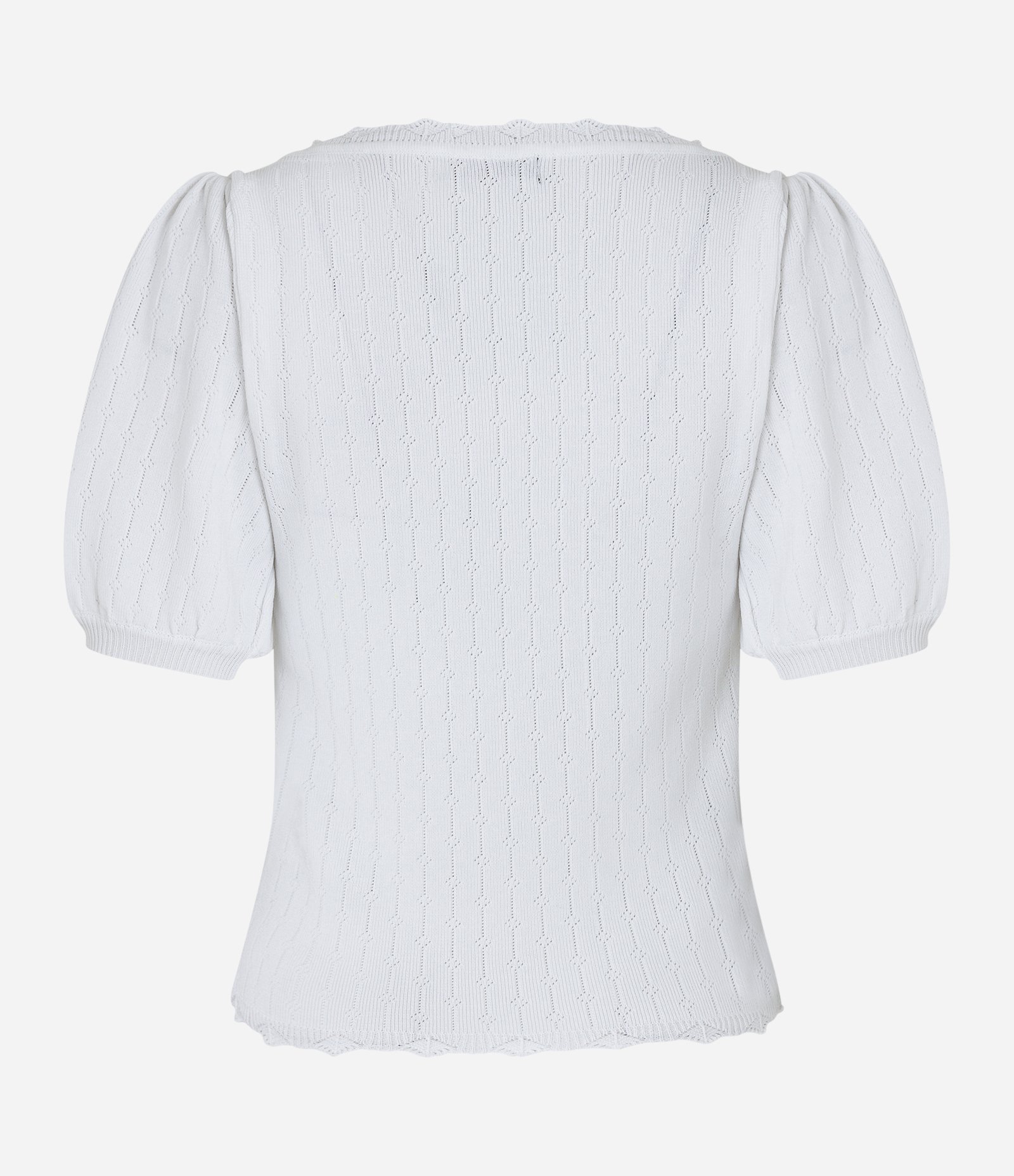 Blusa com Botões Diferenciados e Bicos de Efeito Crochê Branco 6