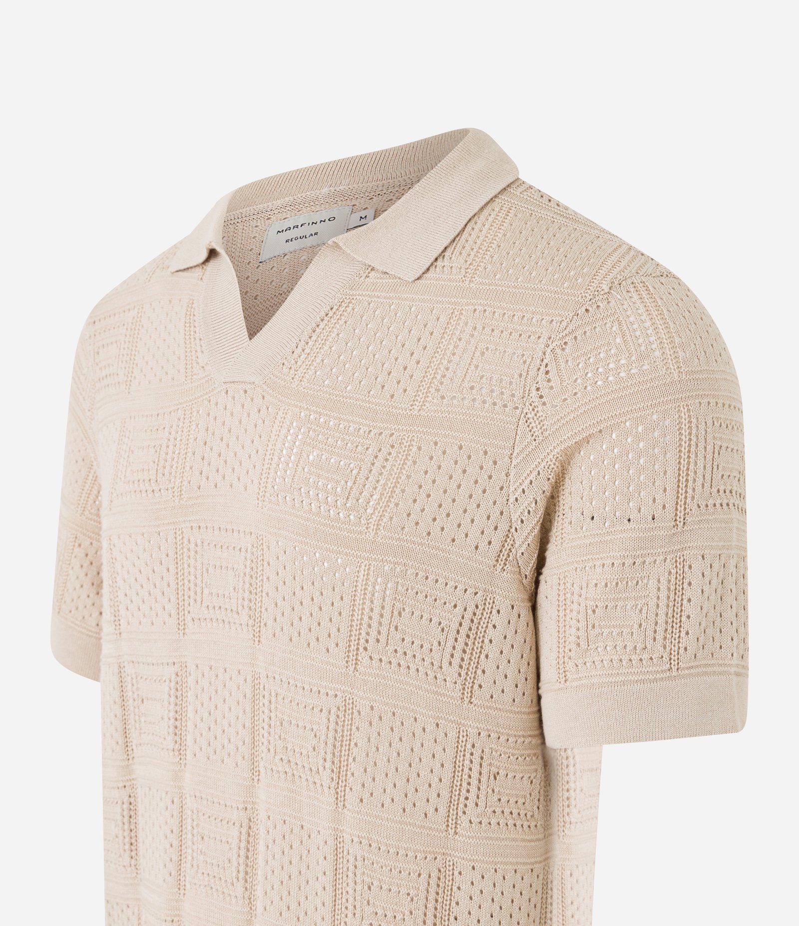 Camiseta Polo em Algodão com Textura Patchwork 6