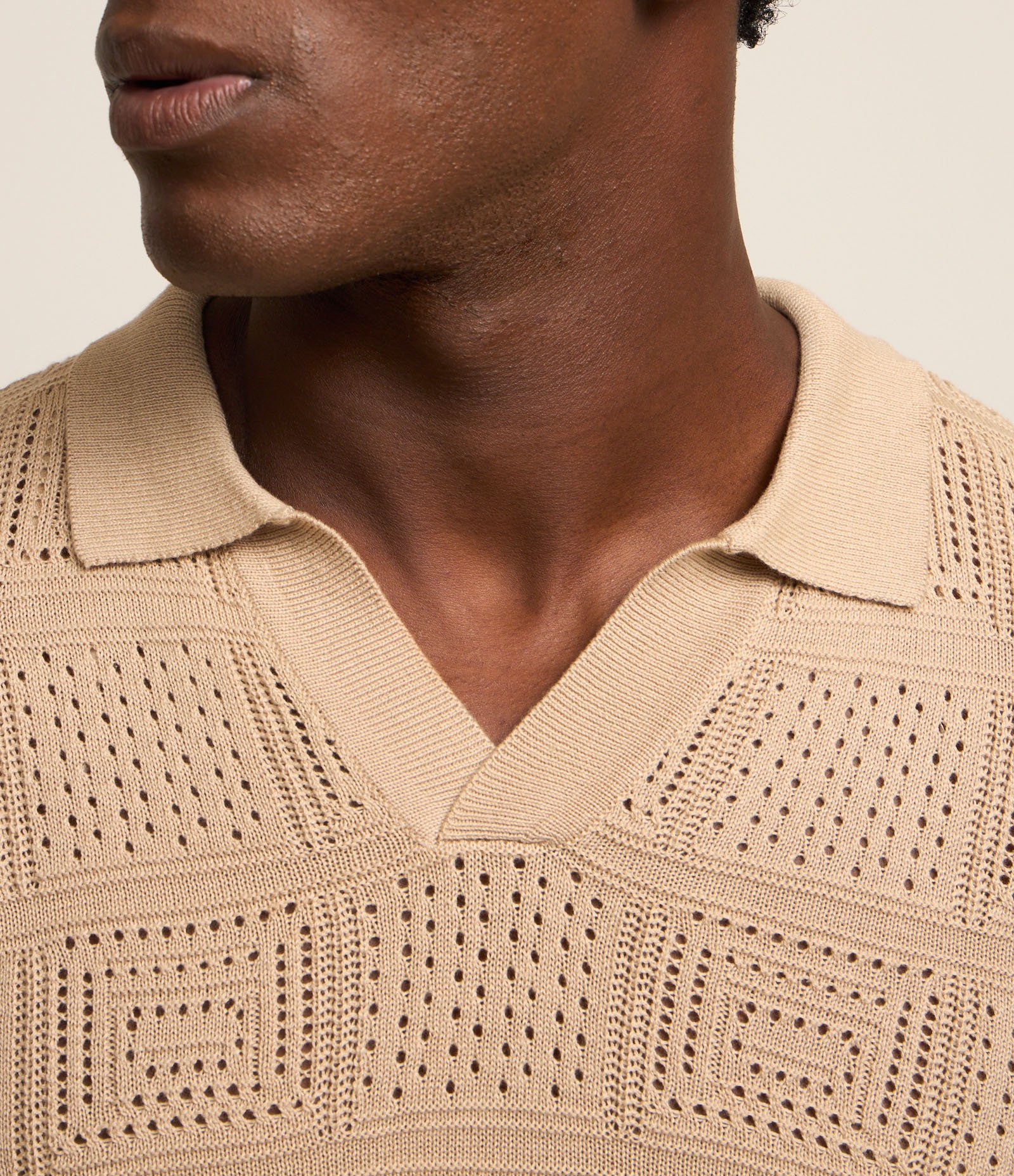 Camiseta Polo em Algodão com Textura Patchwork 4