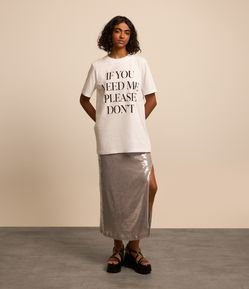 Saia Midi em Paetê Metalizado e Fenda