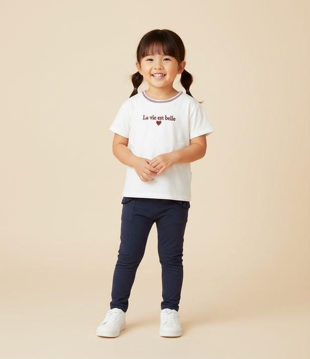 Calça Jegging Infantil com Babadinhos no Bolso - Tam 1 a 5 Anos