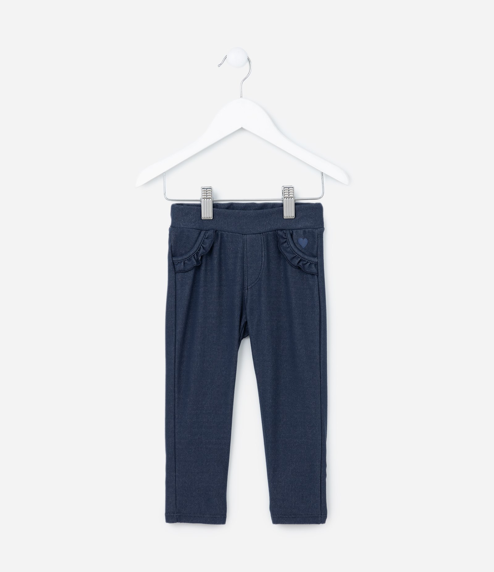 Calça Jegging Infantil com Babadinhos no Bolso - Tam 1 a 5 Anos Azul 1