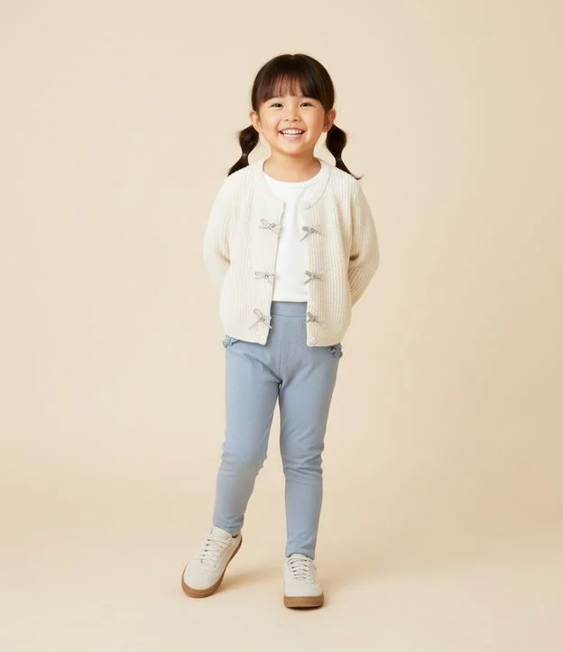 Calça Jegging Infantil com Babadinhos no Bolso - Tam 1 a 5 Anos