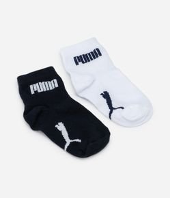 Kit 02 Meias Infantis em Algodão Estampa Puma - Tam 17 a 24 meses