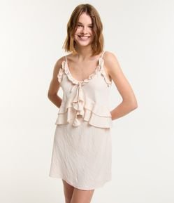 Vestido em Jacquard com Babados e Amarração no Busto