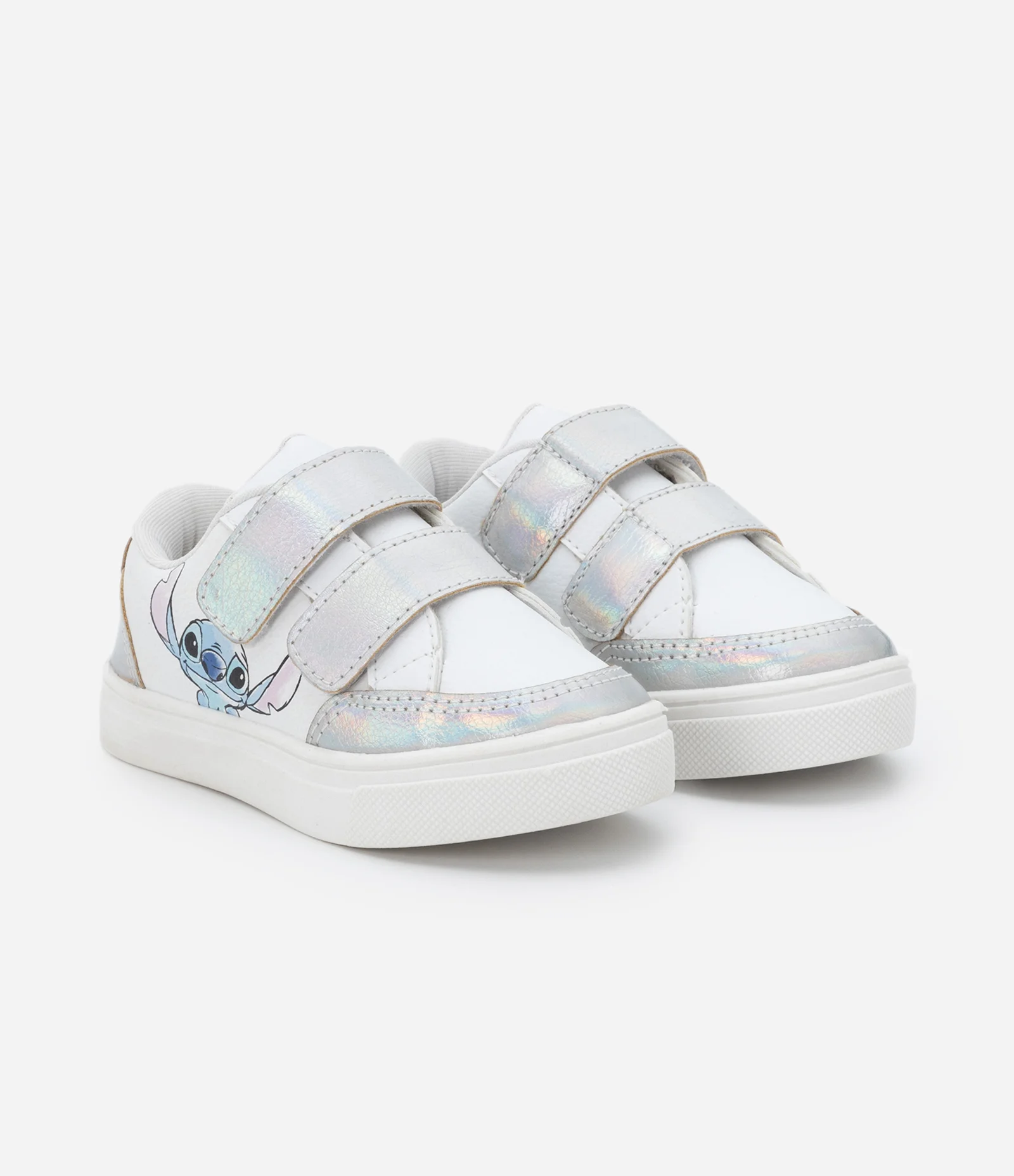 Tênis Infantil em PU com Recortes Holográficos e Estampa Stitch - Tam 25 ao 34 Branco 1