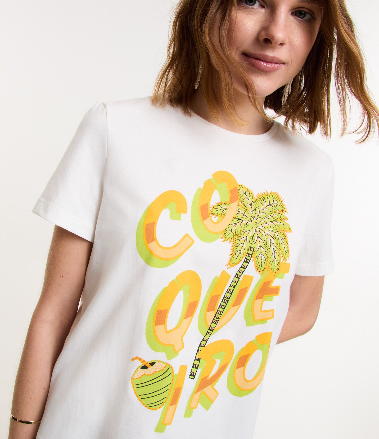 Blusa em Algodão com Estampa de Coqueiro Branco Neve 4