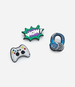 Kit 03 Pins Infantis para Babuche com Estampa Game