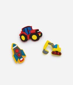 Kit 03 Pins Infantis para Babuche com Estampa Escavadeira