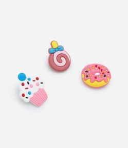 Kit 03 Pins Infantis para Babuche com Estampa Guloseimas