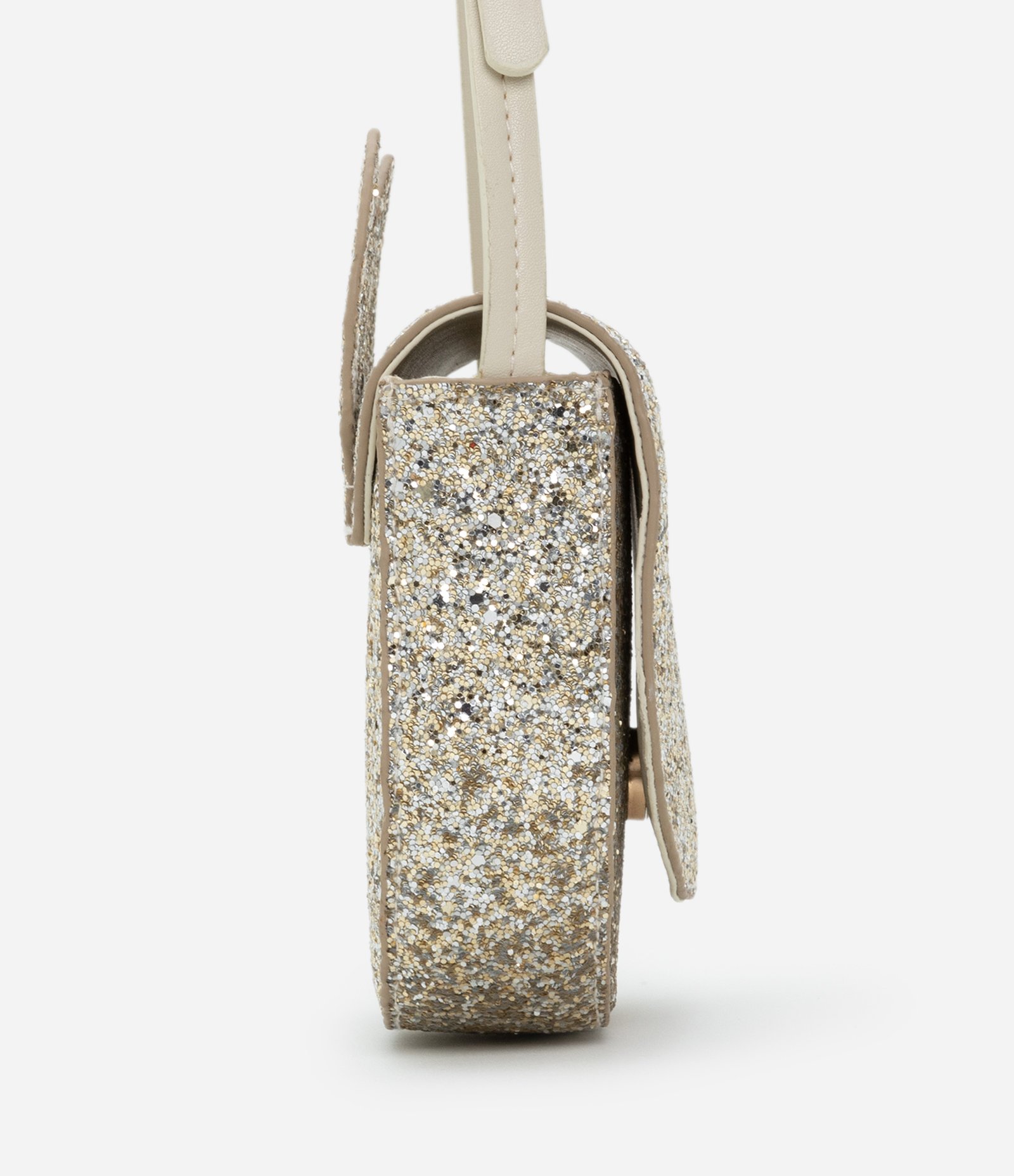 Bolsa Transversal Infantil com Orelhinhas em Glitter - Tam Único Bege 2