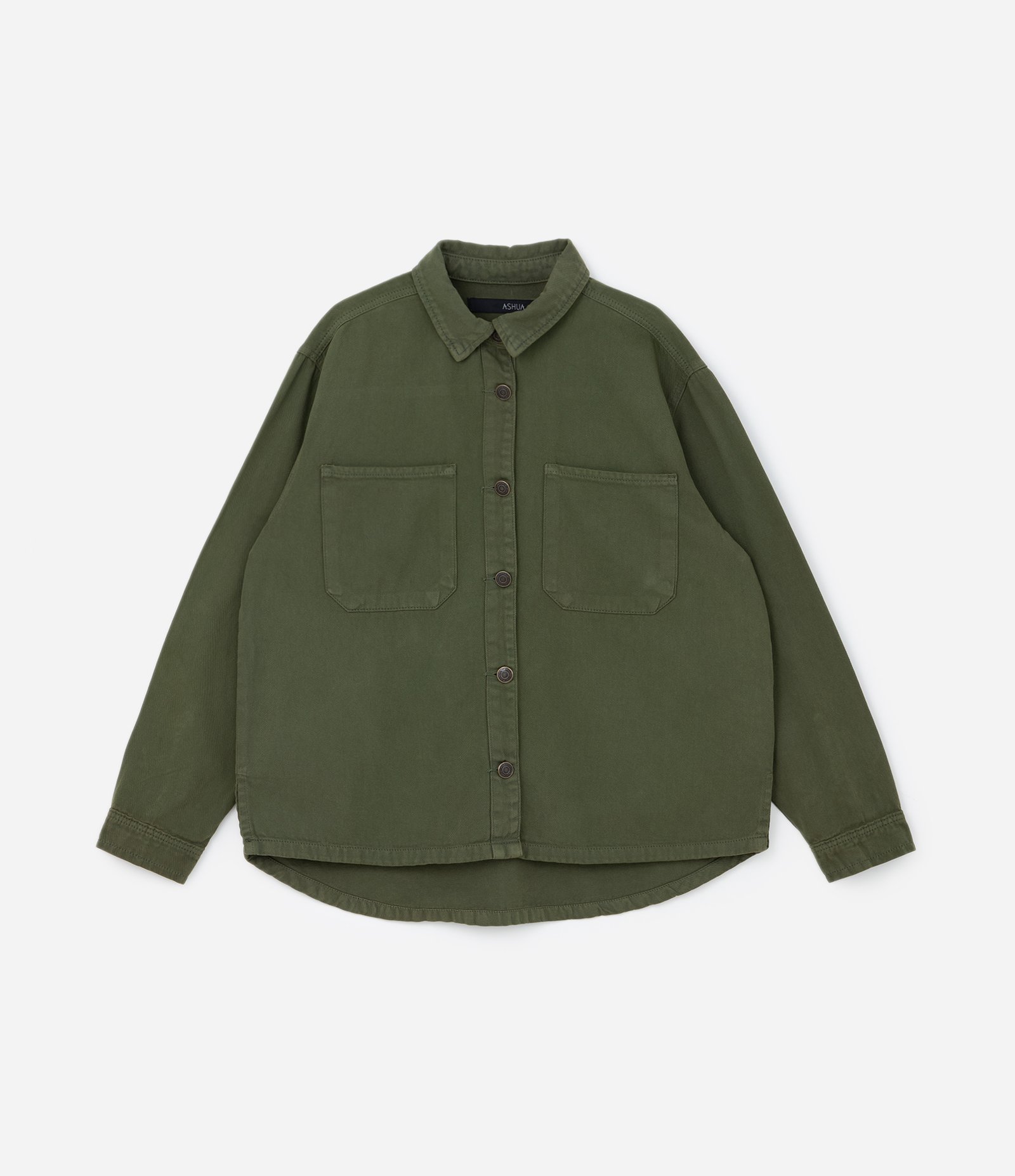 Jaqueta Overshirt em Sarja Curve & Plus Size Verde 5