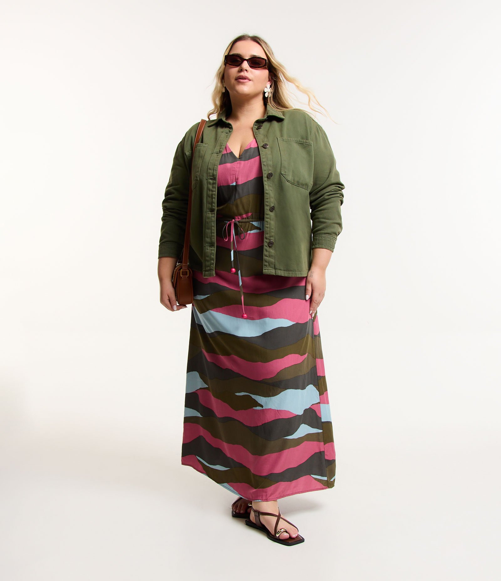 Jaqueta Overshirt em Sarja Curve & Plus Size Verde 2