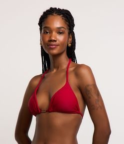 Biquíni Top Cortininha em Poliamida com Alças Trançadas