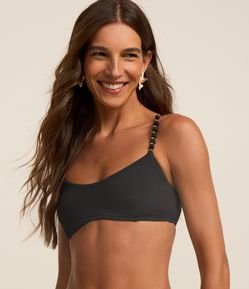 Biquíni Top Camisetinha com Aviamento em Bolinha