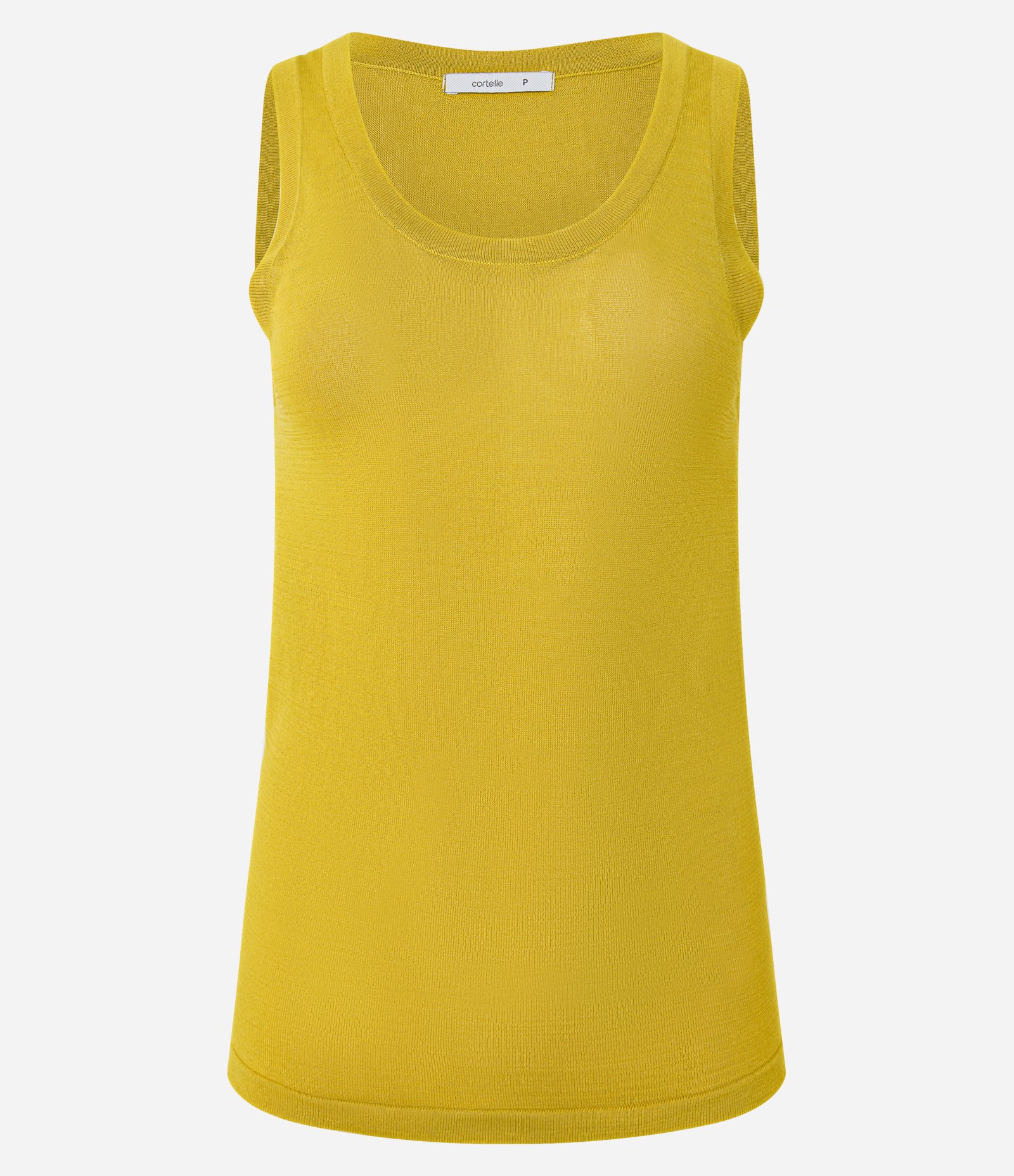 Blusa Sem Manga em Tricô Leve com Gola U Amarelo 4