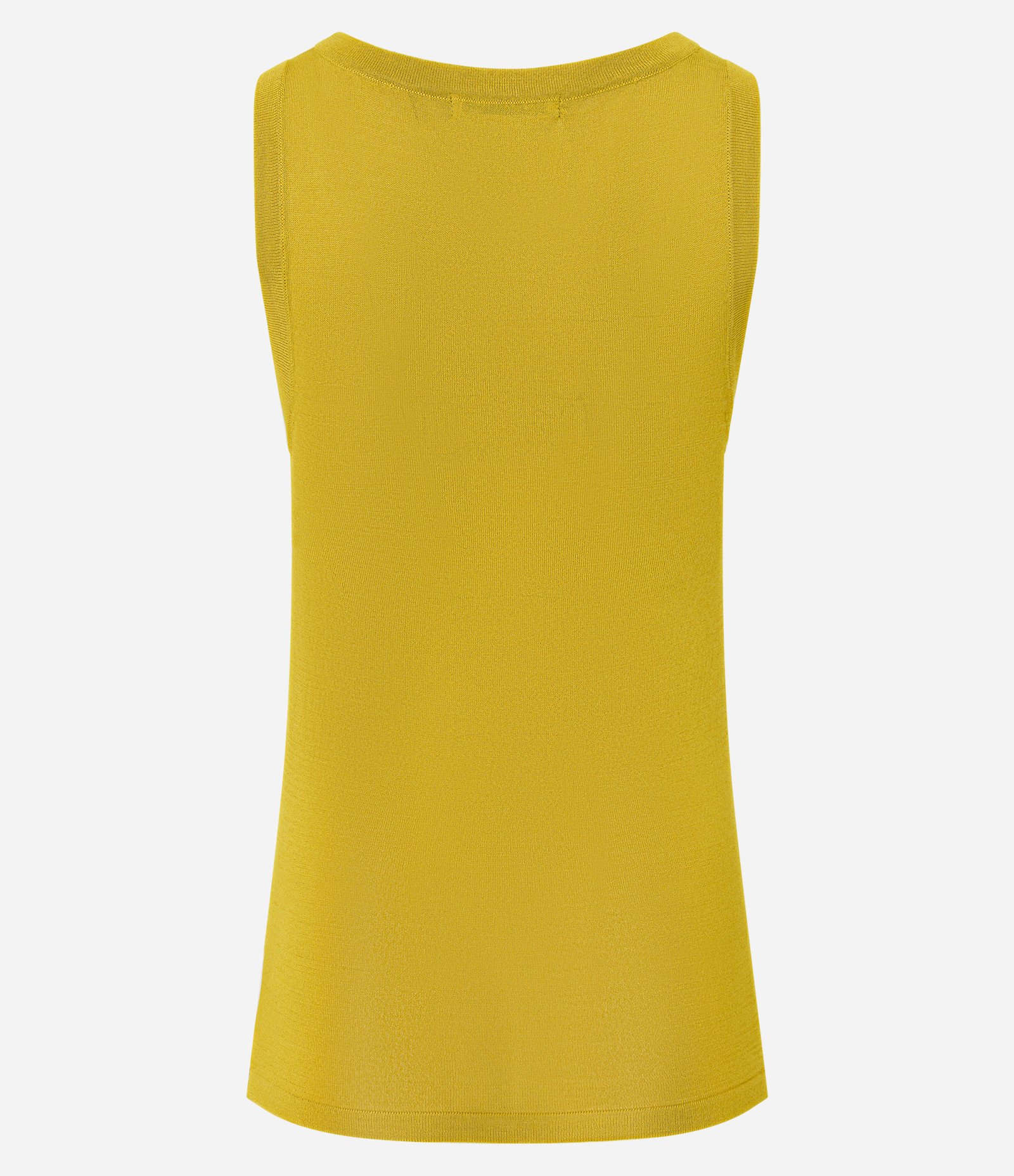 Blusa Sem Manga em Tricô Leve com Gola U Amarelo 5