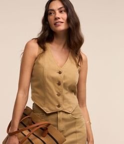 Colete Alfaitado em Sarja com Recortes