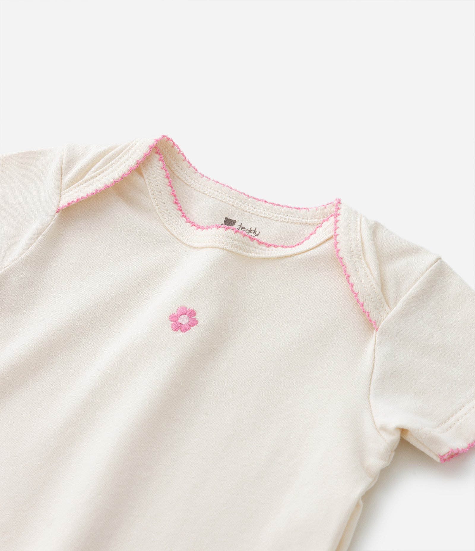 Conjunto Infantil em Algodão com Estampa Floral - Tam 0 a 18 meses Bege 9