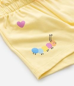 Short Clochard Infantil com Estampa de Flor e Centopeia - Tam 1 a 5 Anos