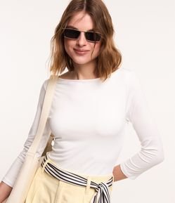 Body em Microfibra com Manga 3/4 com Cava Deslocada