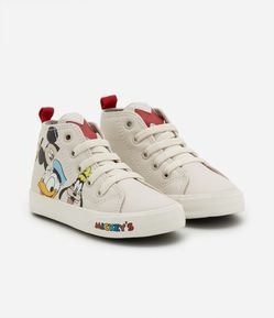 Tênis Abotinado Infantil em PU Estampa Mickey e Amigos - Tam 20 ao 27