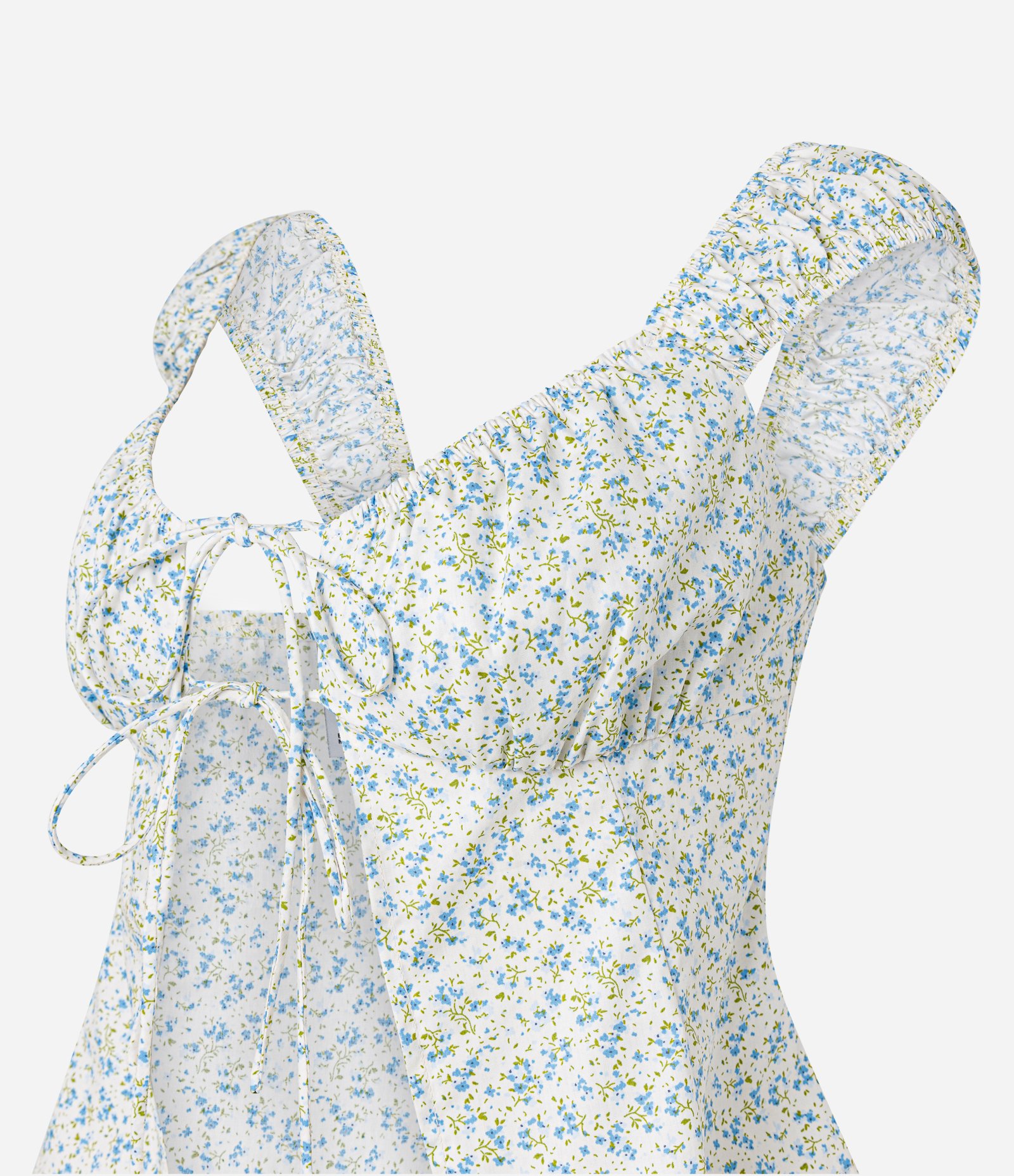 Blusa em Tricoline Floral Liberty com Abertura Frontal Azul 5