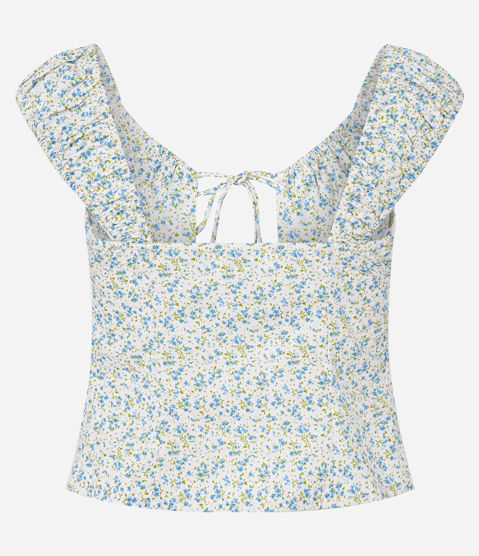Blusa em Tricoline Floral Liberty com Abertura Frontal Azul 6