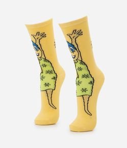 Meia Cano Alto em Algodão com Estampa Alegria Divertidamente