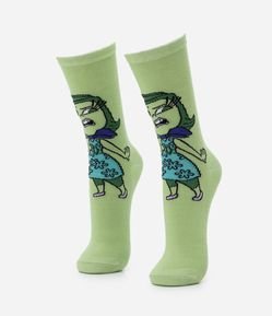 Meia Cano Alto em Algodão com Estampa Nojinho Divertidamente