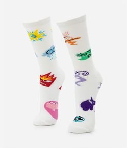 Meia Cano Alto em Algodão com Estampa Divertidamente 2