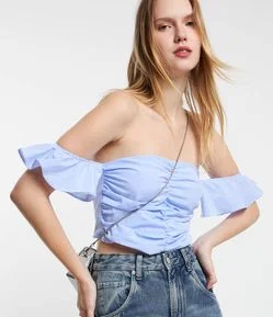 Blusa Tomara que Caia em Tricoline com Manguinha Babado