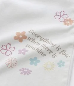 Calça Wide Leg em Sarja com Estampas Praia - Tam 5 a 14 Anos