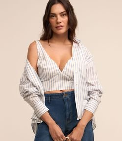 Blusa em Tricoline com Alcinha Regulável e Lastex nas Costas