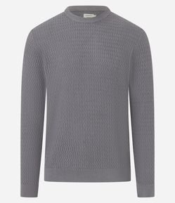 Suéter Slim em Algodão com Textura Ondulada