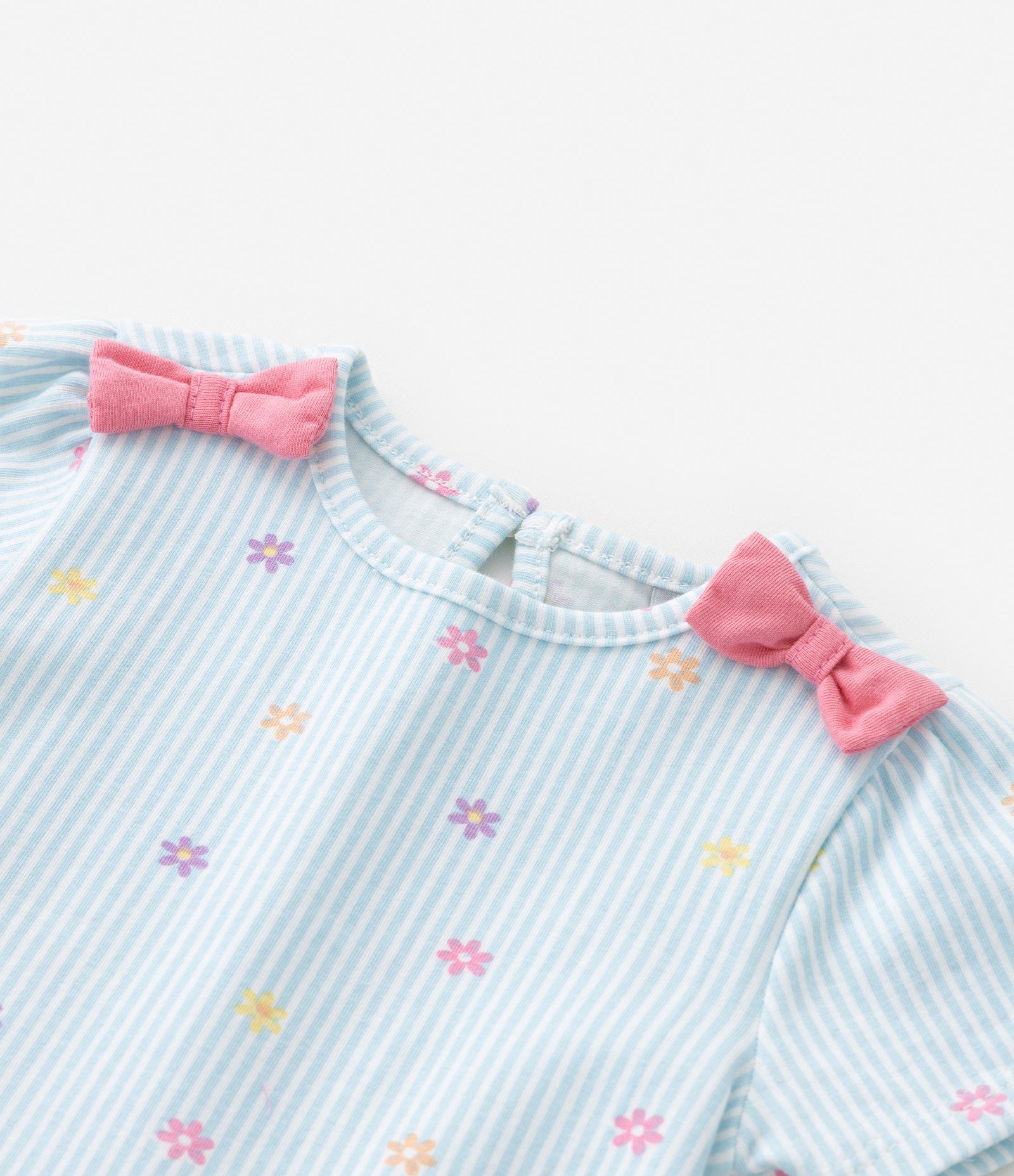 Conjunto Infantil com Babadinho e Lacinhos Aplicados - Tam 0 a 18 meses Azul 9