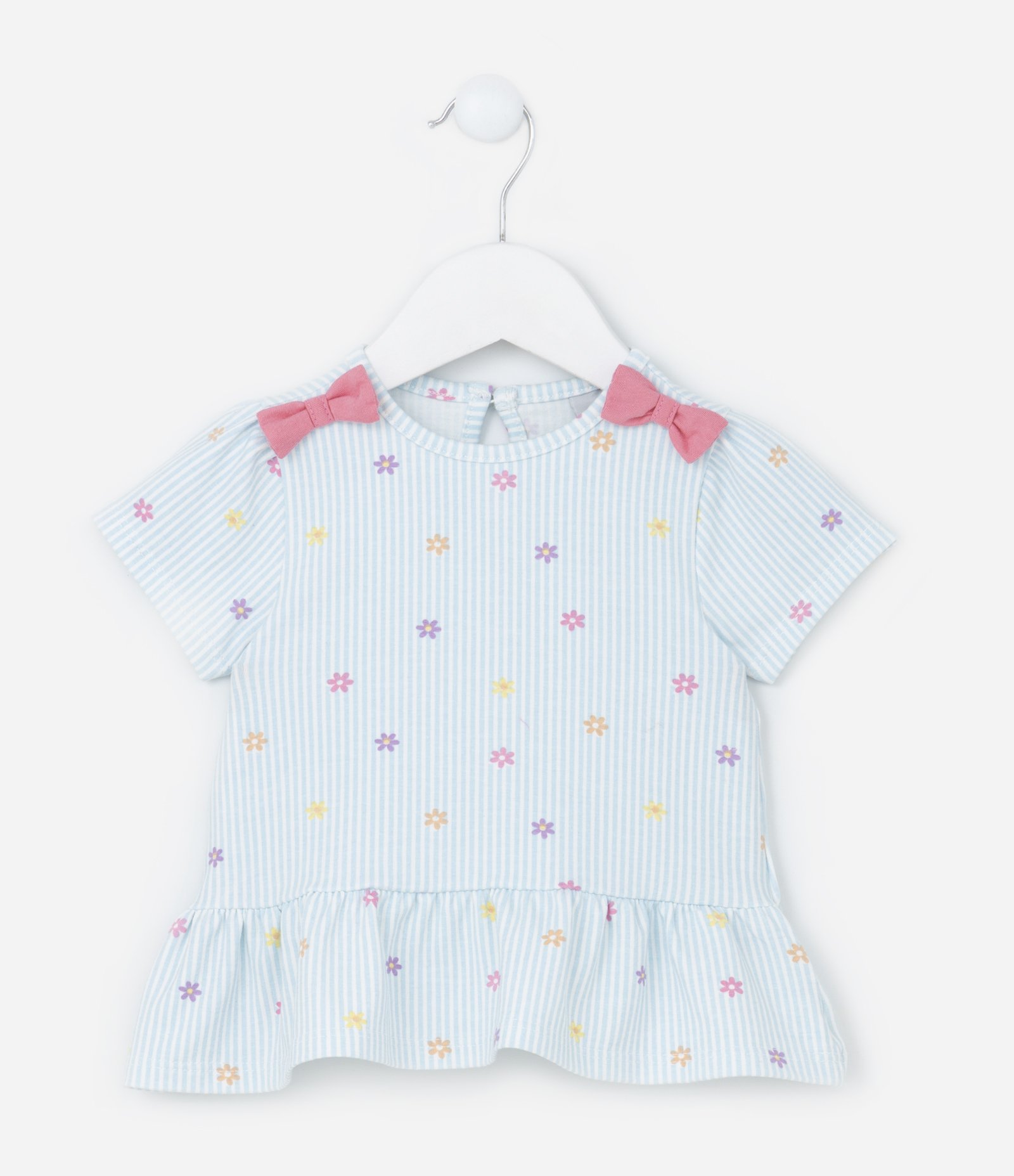 Conjunto Infantil com Babadinho e Lacinhos Aplicados - Tam 0 a 18 meses Azul 3