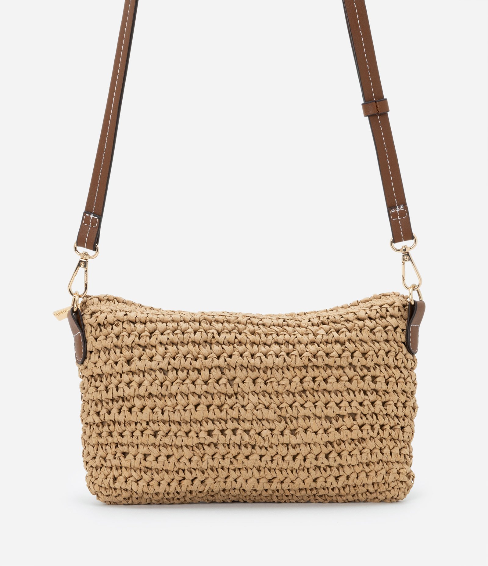 Bolsa em Palha Estilo Baguete com Locker de Metal e Alça Longa Bege 3