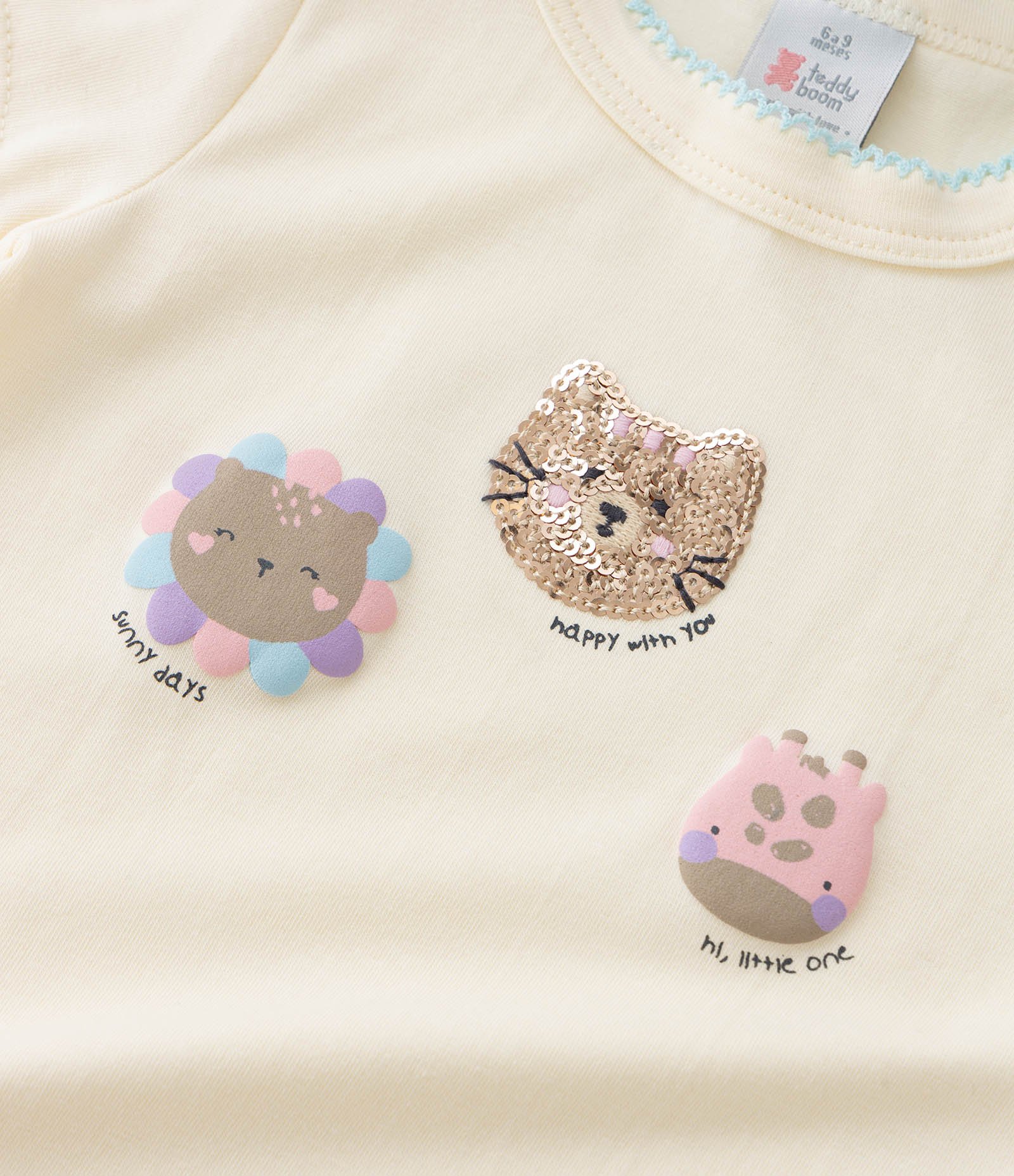 Conjunto Infantil com Bordado de Bichinhos - Tam 0 a 18 meses Bege/Azul 9