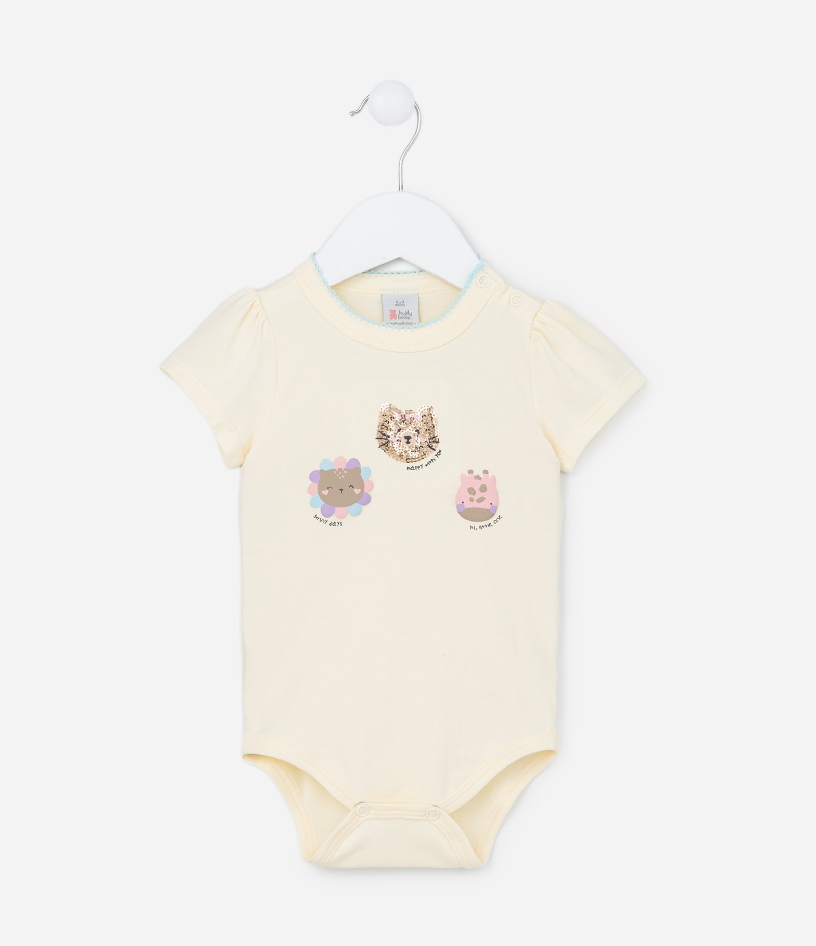 Conjunto Infantil com Bordado de Bichinhos - Tam 0 a 18 meses Bege/Azul 2