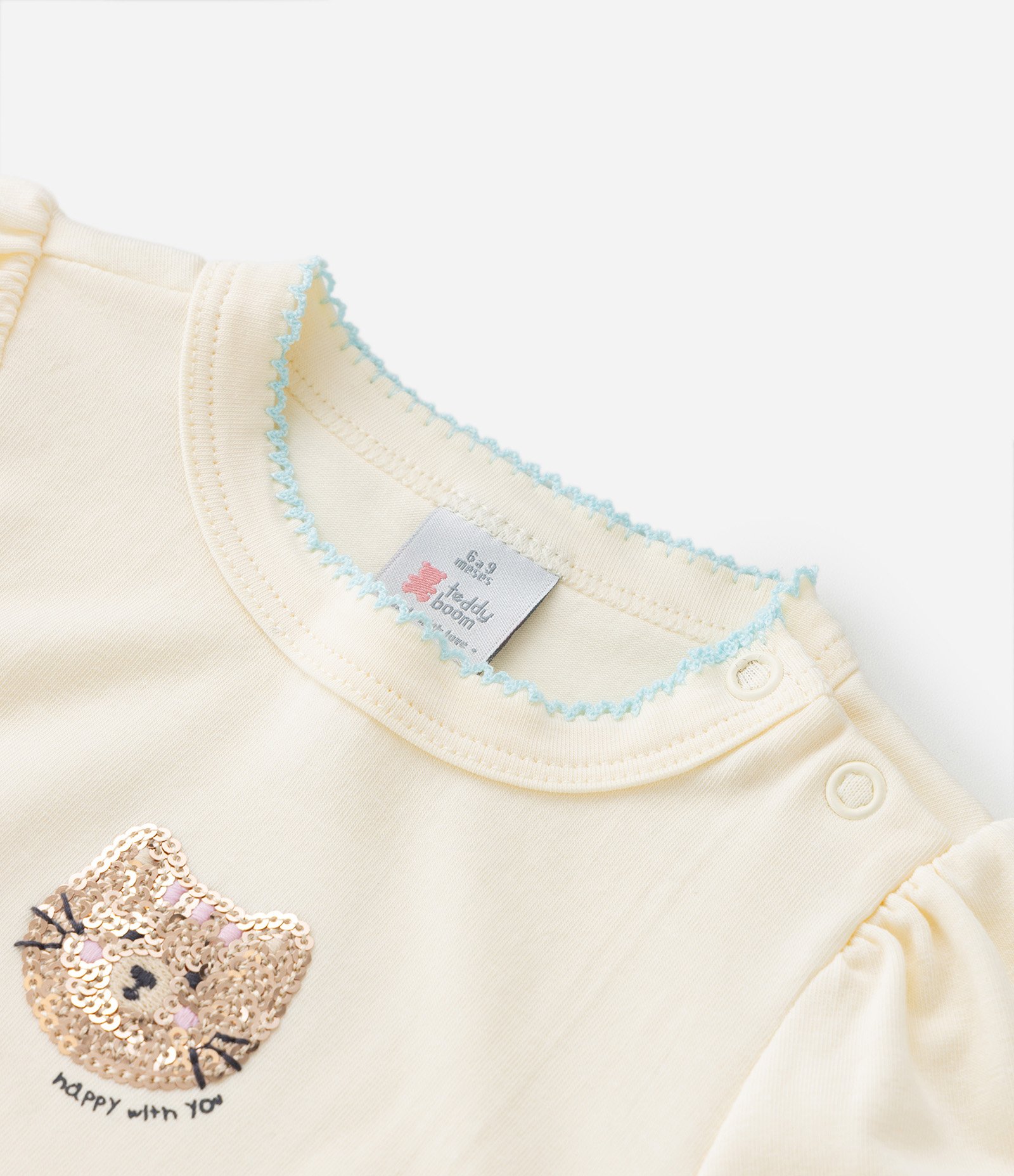 Conjunto Infantil com Bordado de Bichinhos - Tam 0 a 18 meses Bege/Azul 7