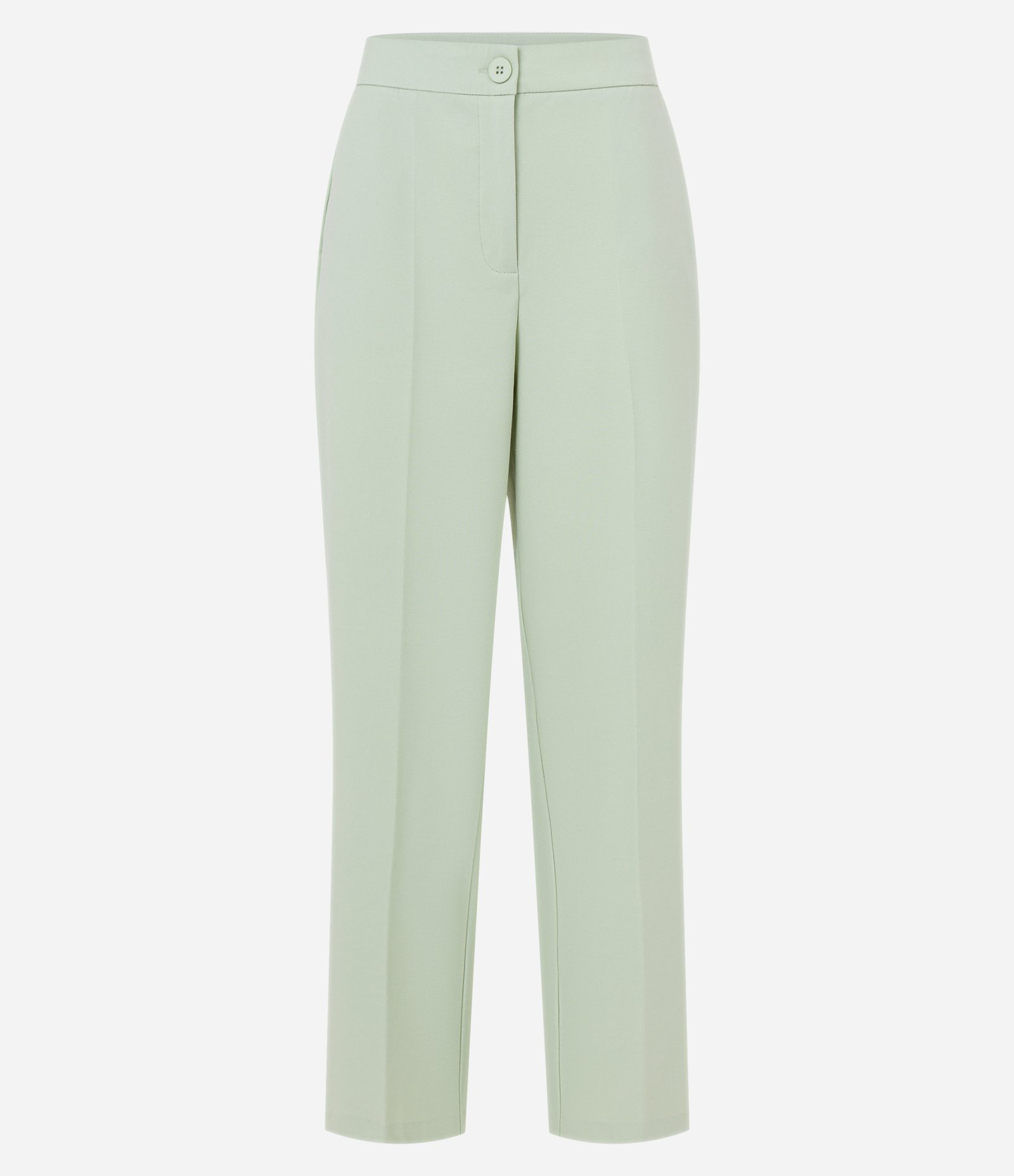Calça Reta Alfaiatada com Bolsos e Frisos Verde Claro 5