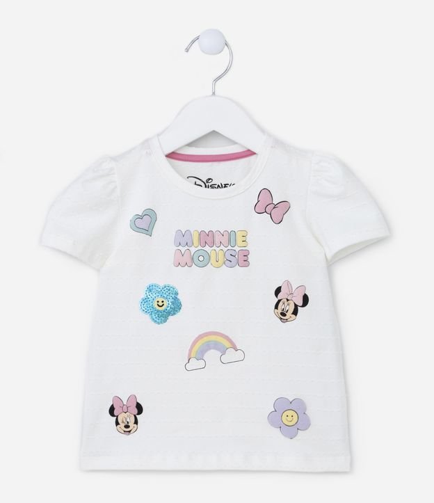 Camiseta Infantil Texturizada Estampa Doodles Minnie - Tam 1 a 5 anos